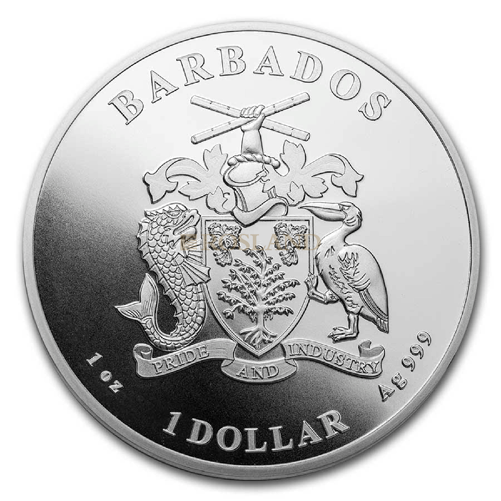 1 Unze Silbermünze Barbados Pelikan 2021