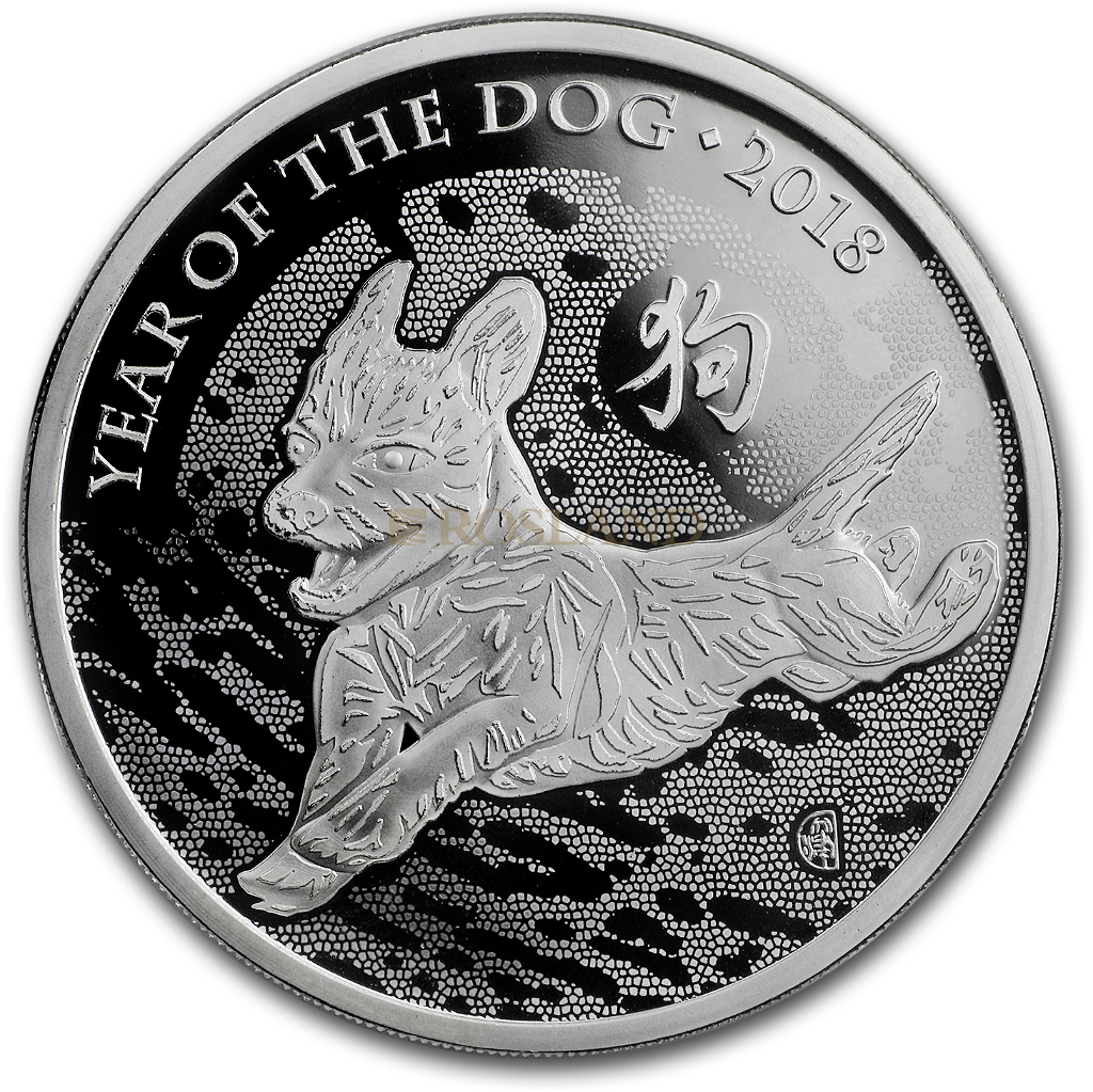 1 Unze Silbermünze Great Britain Jahr des Hundes 2018 PP (Box, Zertifikat)
