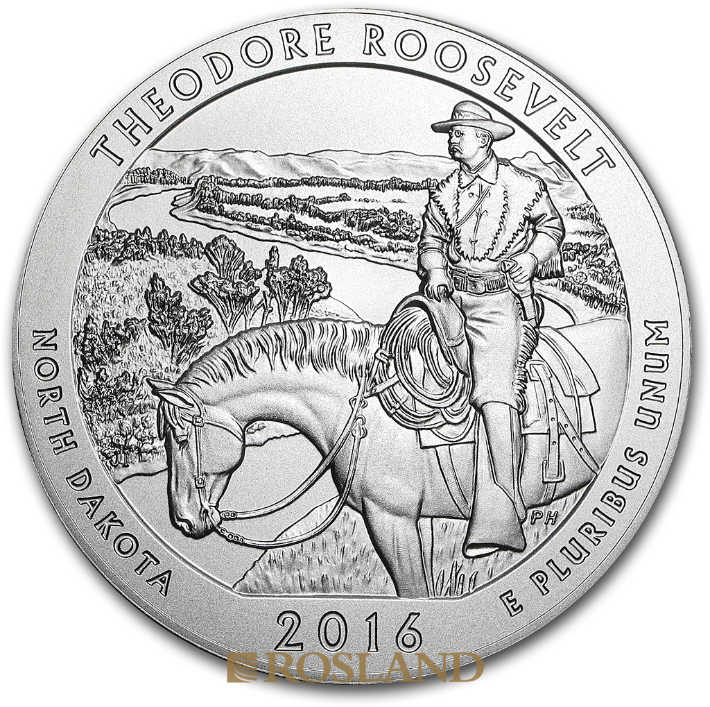 5 Unzen Silbermünze ATB Theodore Roosevelt National Park 2016 P (Box, Zertifikat)