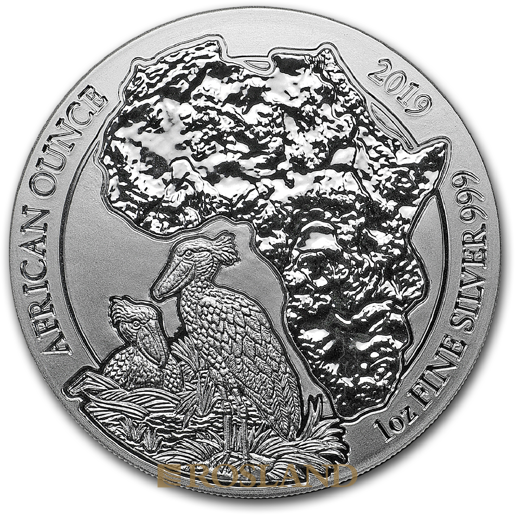 1 Unze Silbermünze Ruanda Wildlife Schuhschnabel 2019