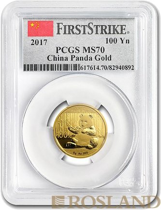 8 Gramm Goldmünze China Panda 2017 PCGS MS-70 First Strike