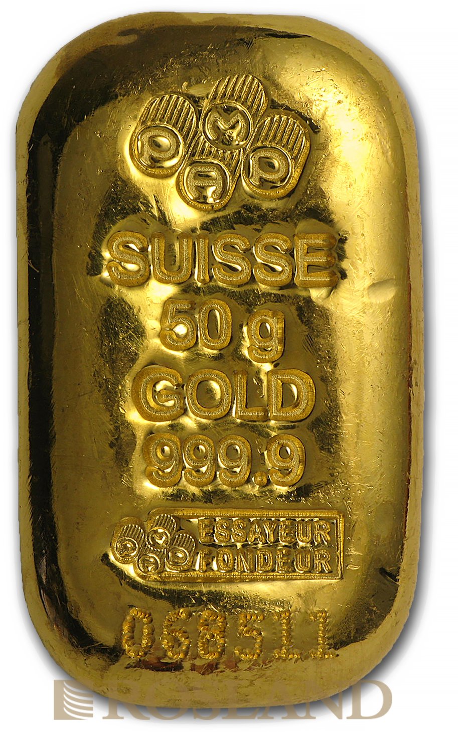 50 Gramm Goldbarren PAMP Gegossen (Blister, Zertifikat)