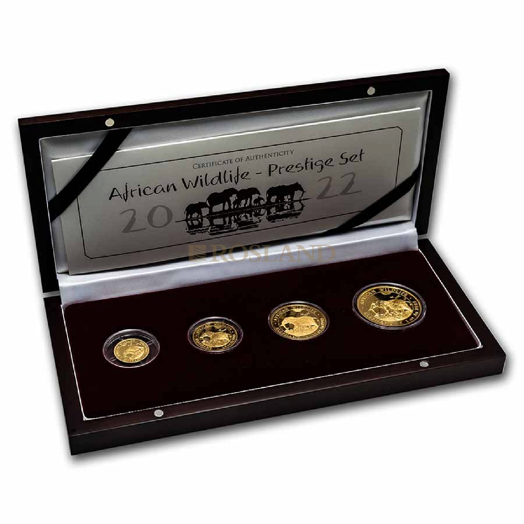 1,85 Unzen 4 Goldmünzen Somalia Elefant 2022 Set PP (Box, Zertifikat)