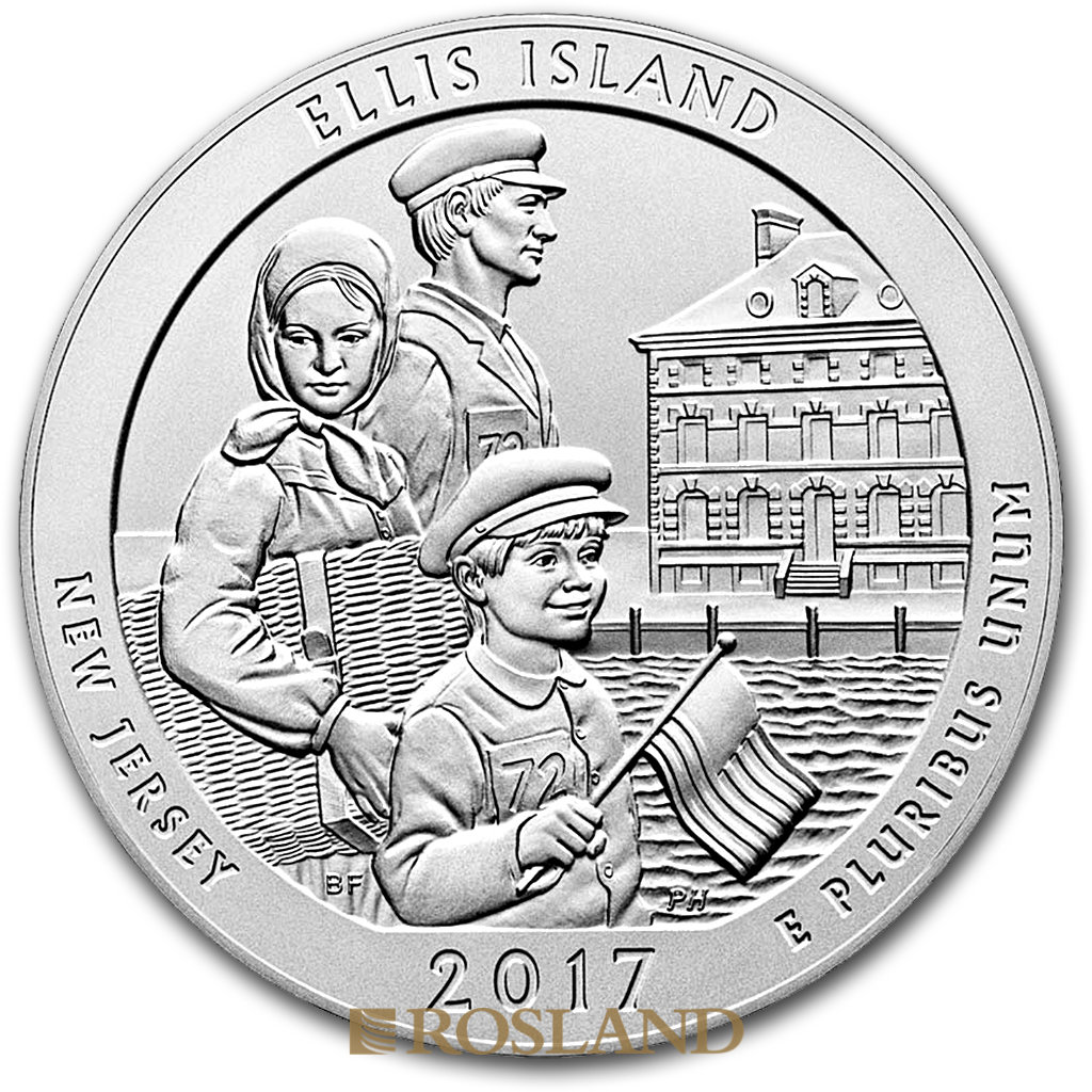 5 Unzen Silbermünze ATB Ellis Island 2017 P (Box, Zertifikat)