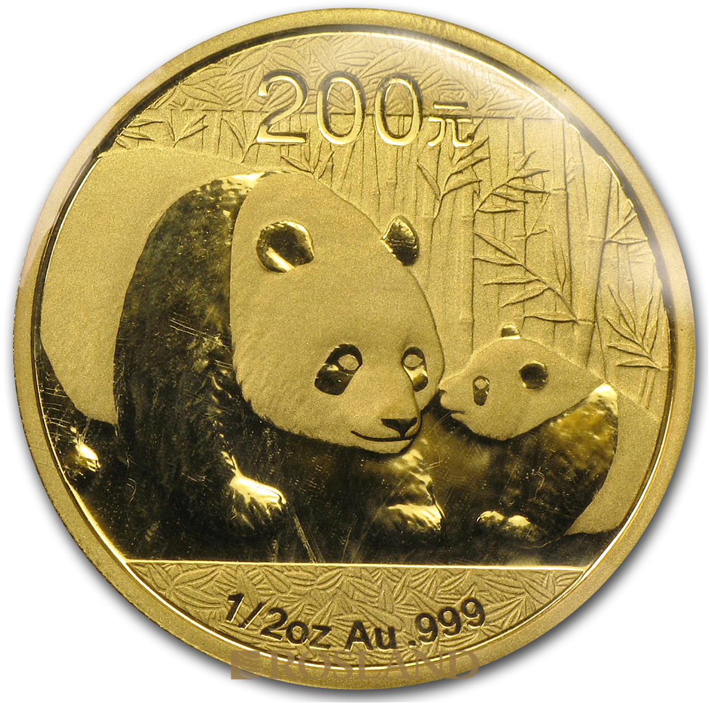 1/2 Unze Goldmünze China Panda 2011
