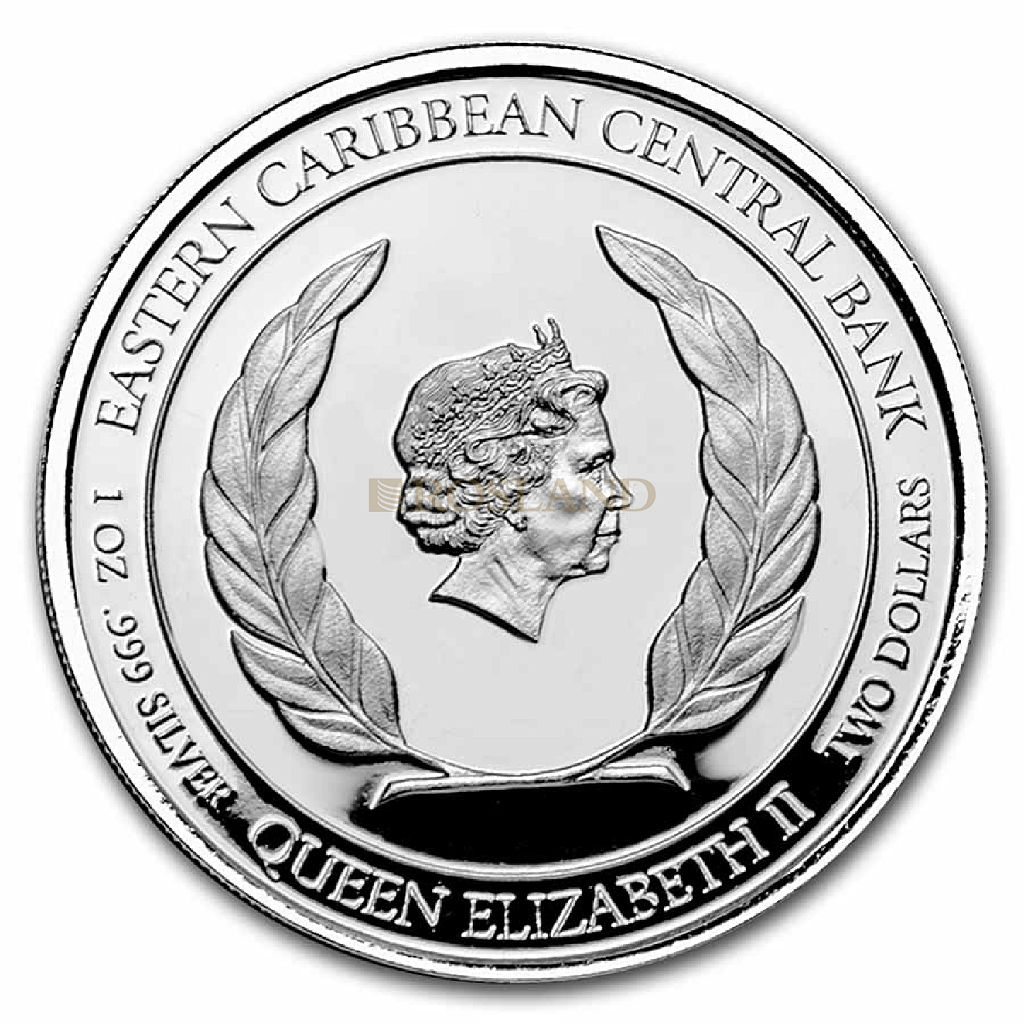 1 Unze Silbermünze EC8 Grenada Coat of Arms 2021 PP (Koloriert, Box)