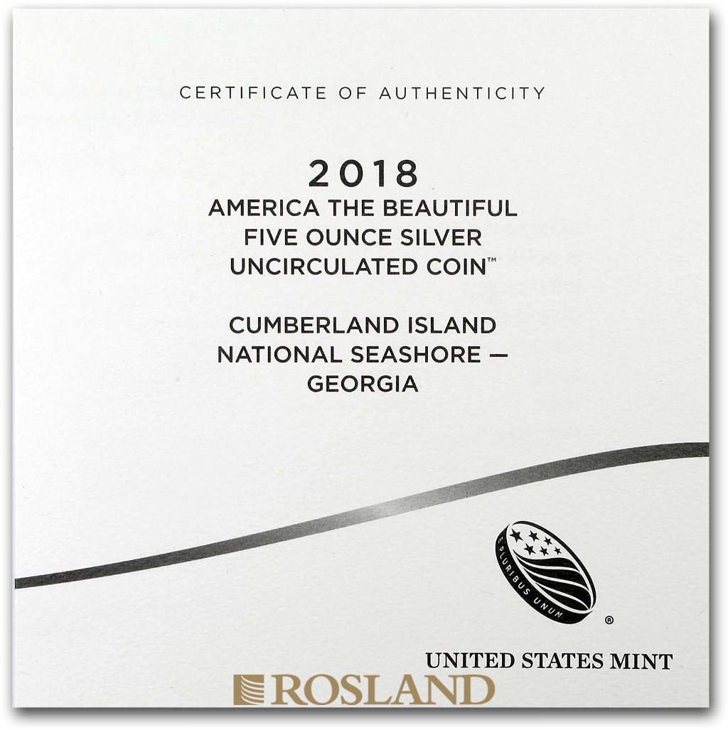 5 Unzen Silbermünze ATB Cumberland Island National Seashore 2018 P (Box, Zertifikat)