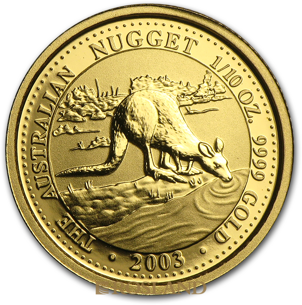 1/10 Unze Goldnugget Australien Känguru 2003