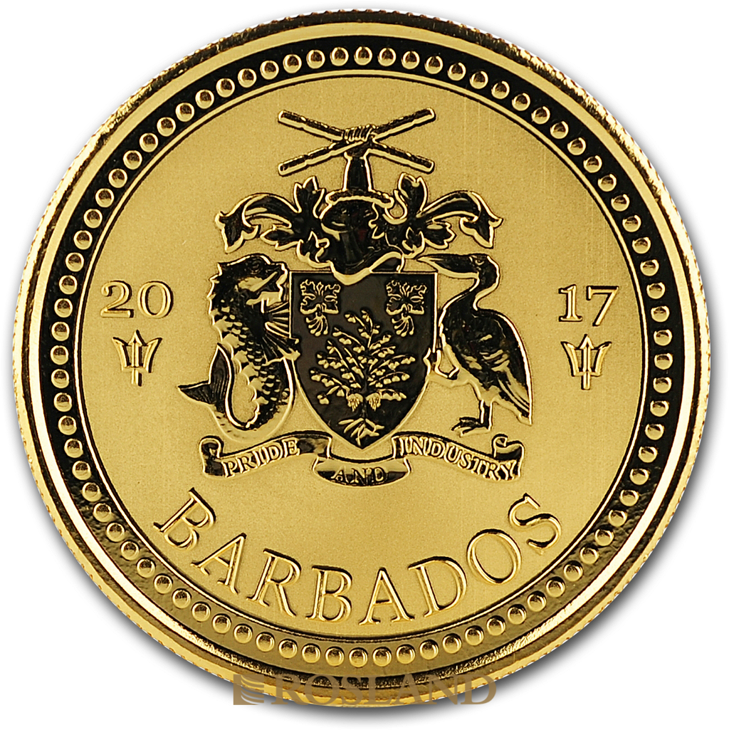 1 Unze Goldmünze Barbados Dreizack 2017