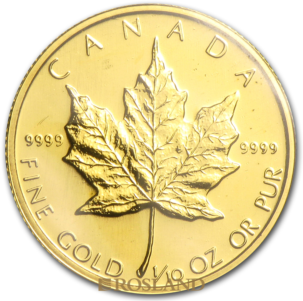 1/10 Unze Goldmünze Kanada Maple Leaf 1985