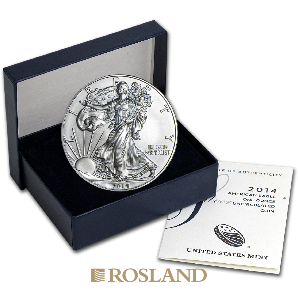 1 Unze Silbermünze American Eagle 2014 (W) Matt (Box, Zertifikat)