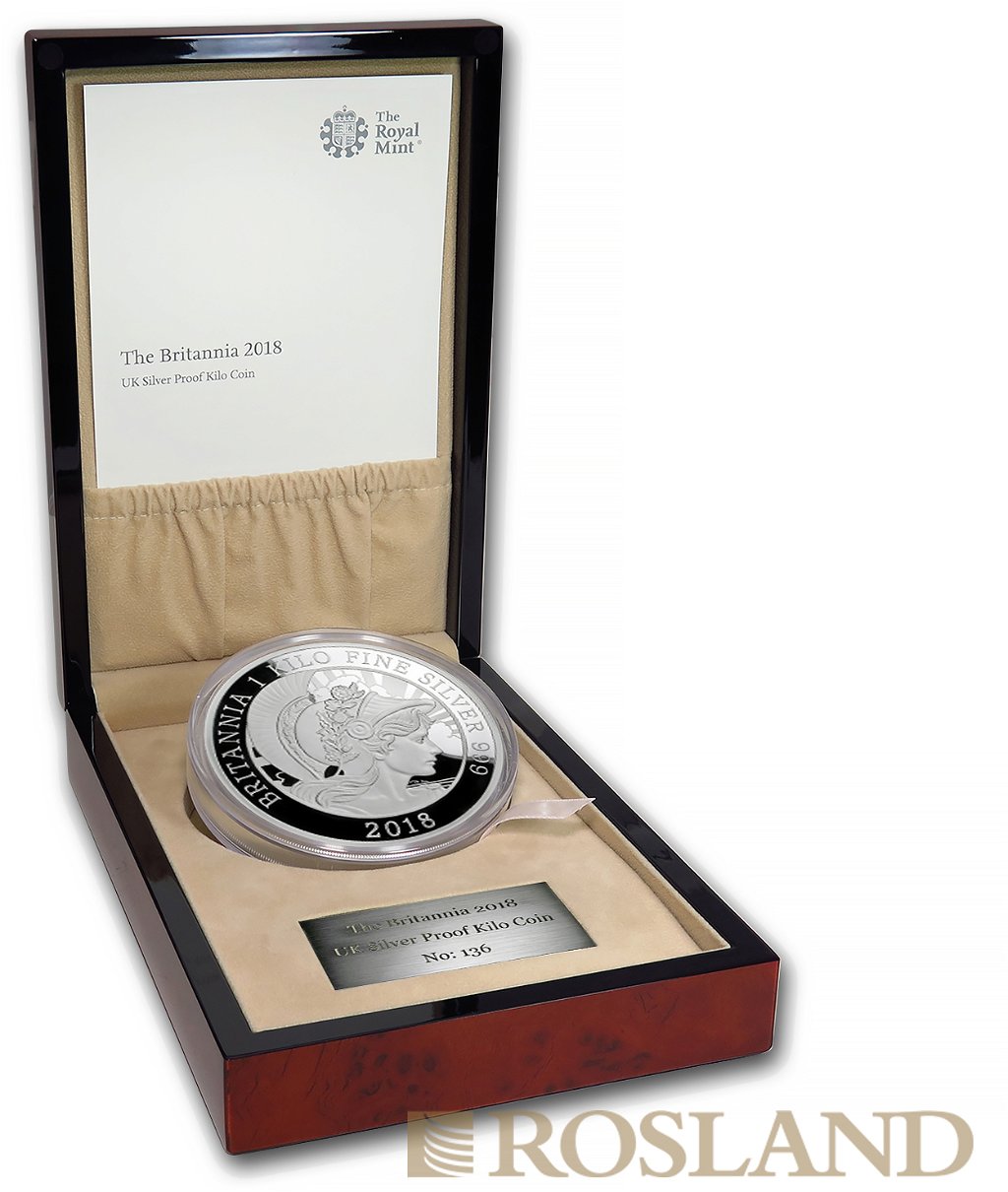 1 Kilogramm Silbermünze Britannia 2018 PP (Box, Zertifikat)