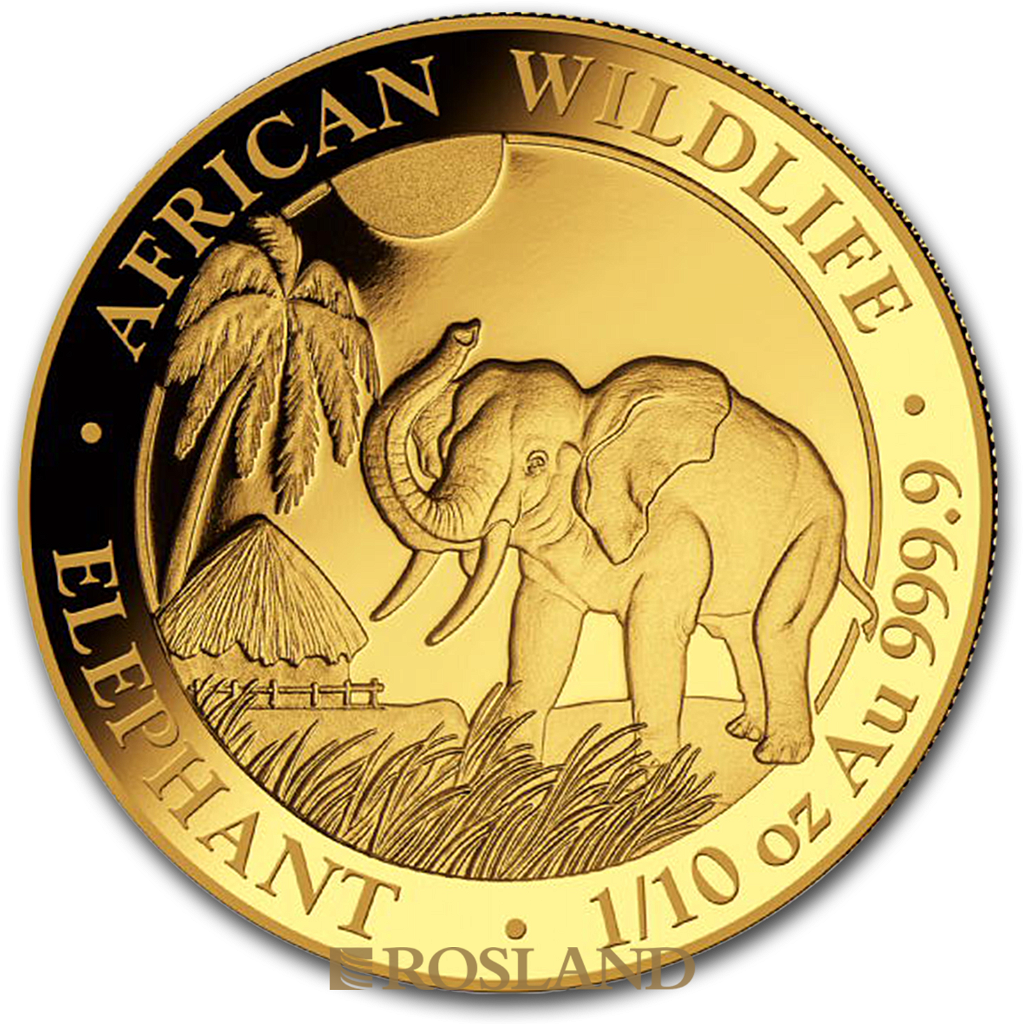 1/10 Unze Goldmünze Somalia Elefant 2017
