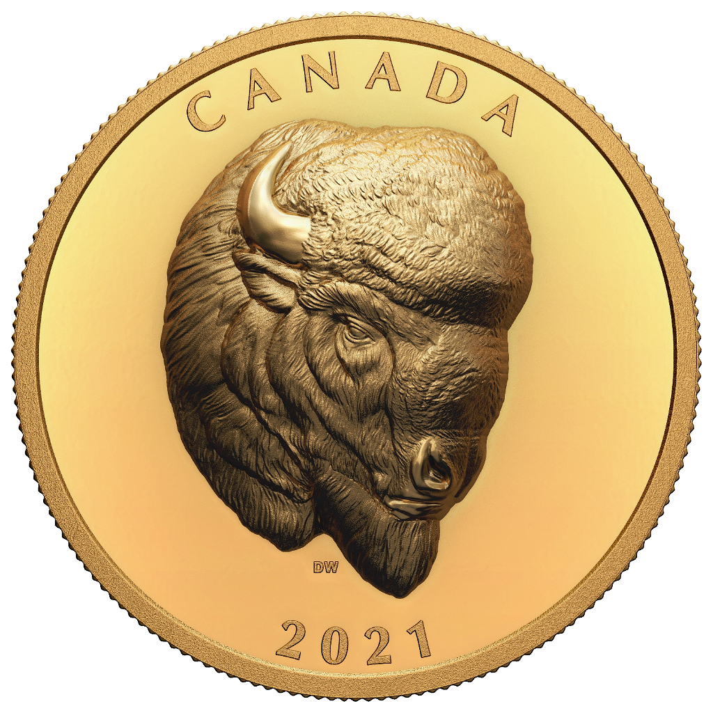 2 Unzen Goldmünze Canadian Bold Bison 2021 PP (HR, Box, Zertifikat)