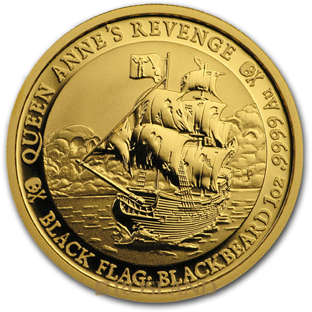 1 Unze Goldmünze Perth Mint Tuvalu Queen Anne's Piratenschiff 2019 (Box, Zertifikat)