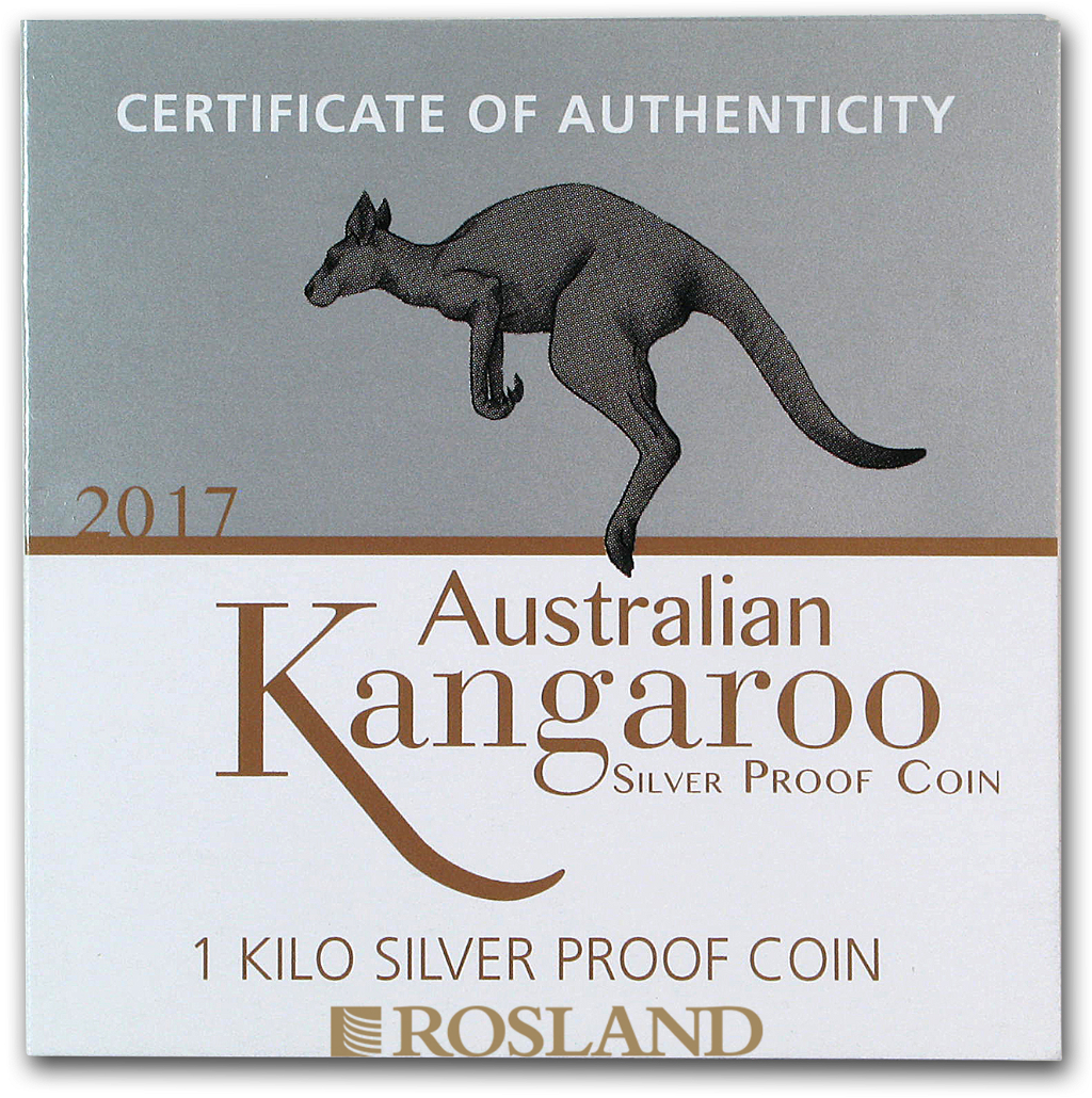 1 Kilogramm Silbermünze  Känguru 2017 PP (Box, Zertifikat)