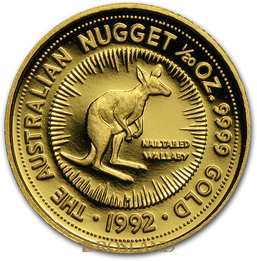 1/20 Unze Goldnugget Australien Känguru 1992 PP