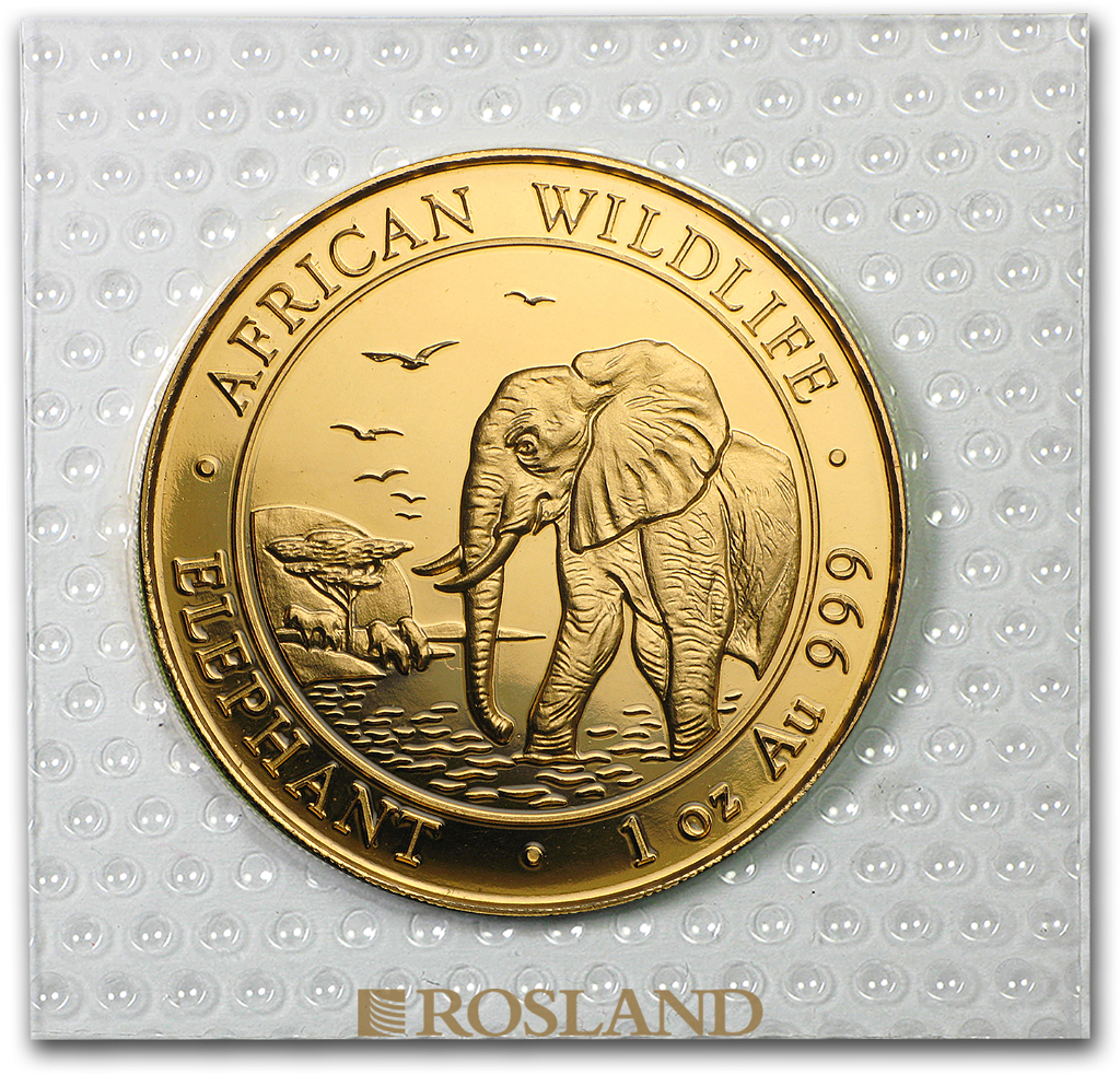 1 Unze Goldmünze Somalia Elefant 2010