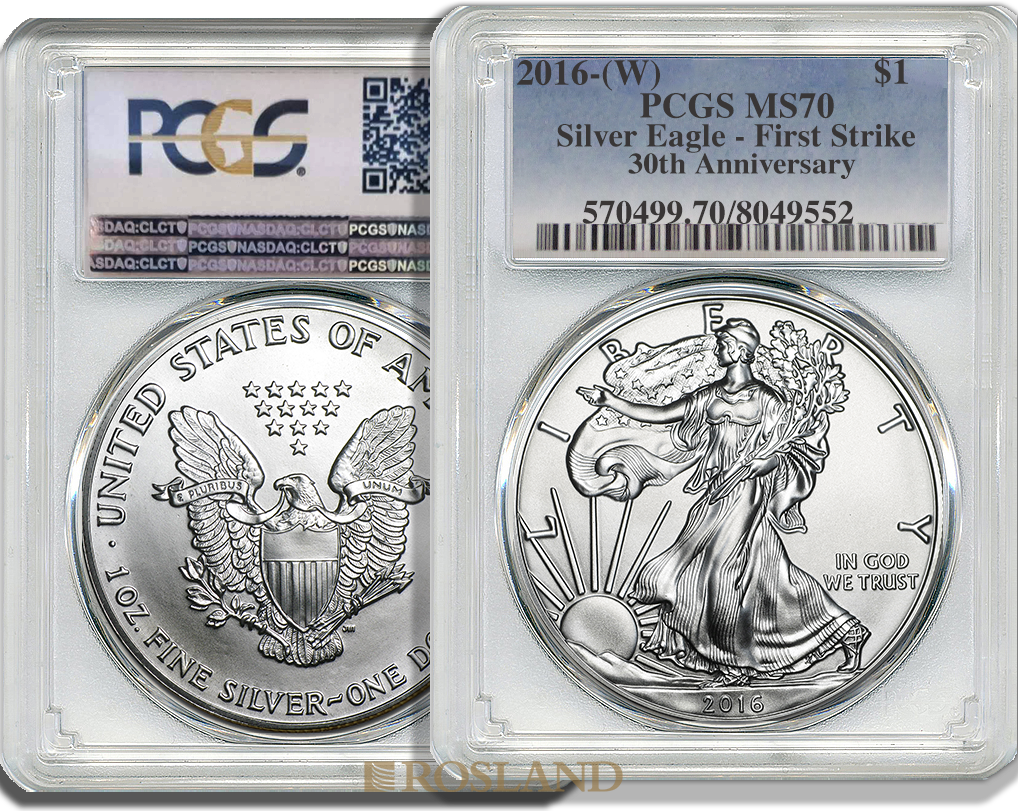 1 Unze Silbermünze American Eagle 2016 (W) - 30 Jahre Jubiläum PCGS MS-70 First Strike