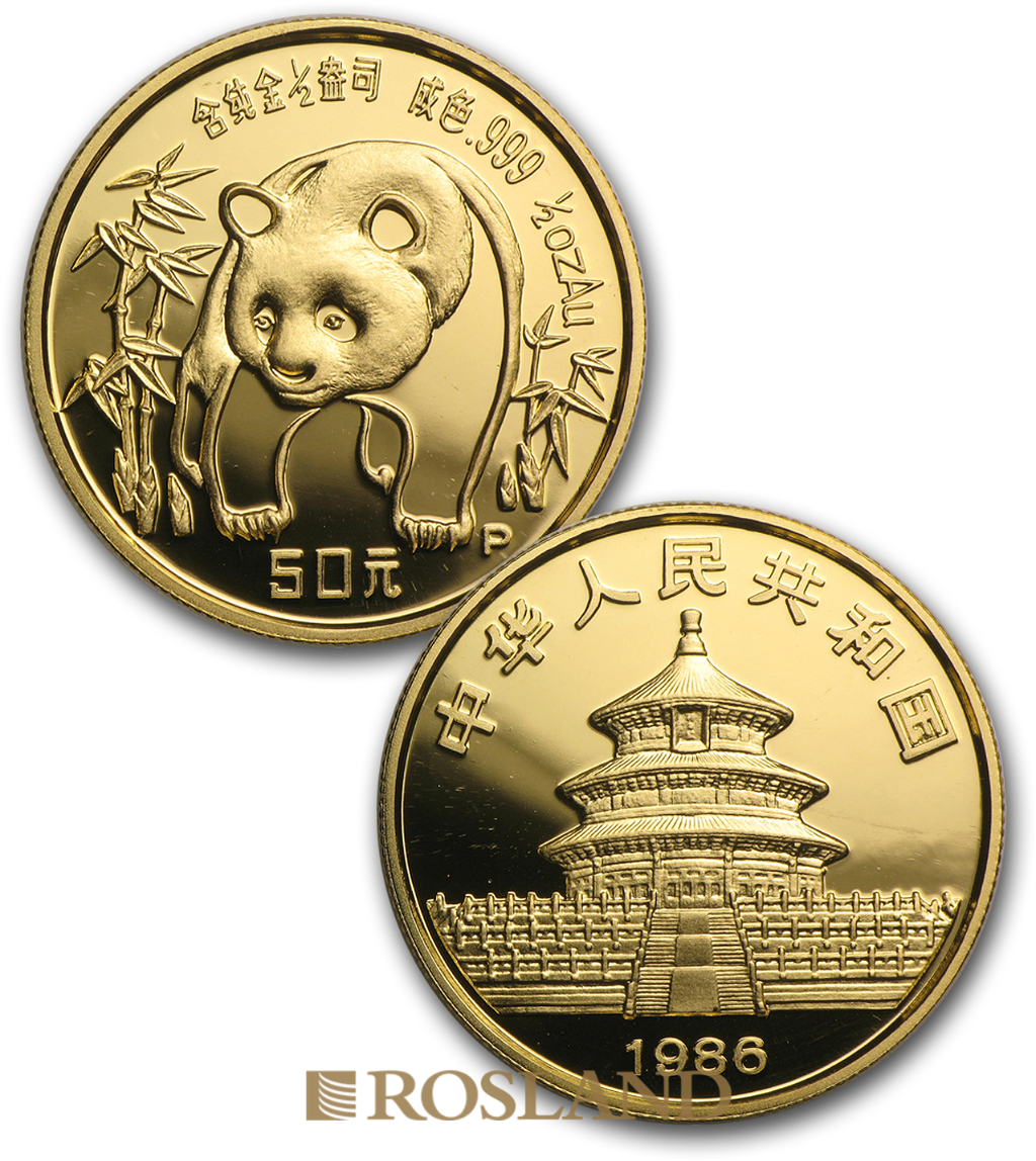 1,9 Unzen 5 Goldmünzen Set China Panda 1986 PP (Box, Zertifikat)