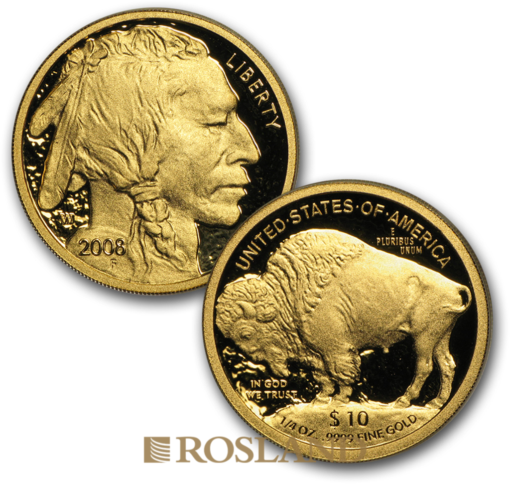 1,85 Unzen 4 Goldmünzen Set American Buffalo 2008 (W) PP (Box, Zertifikat)