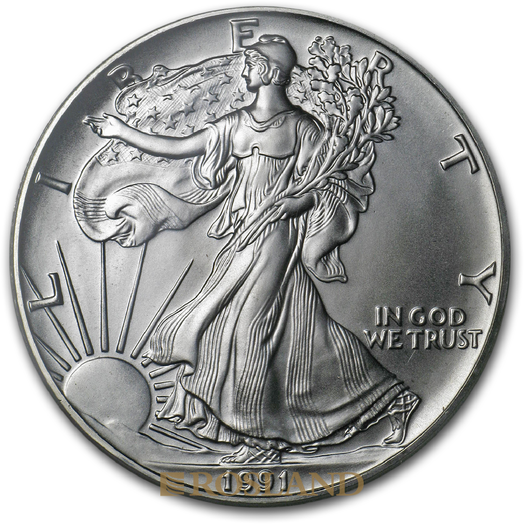 1 Unze Silbermünze American Eagle 1991 PCGS MS-70