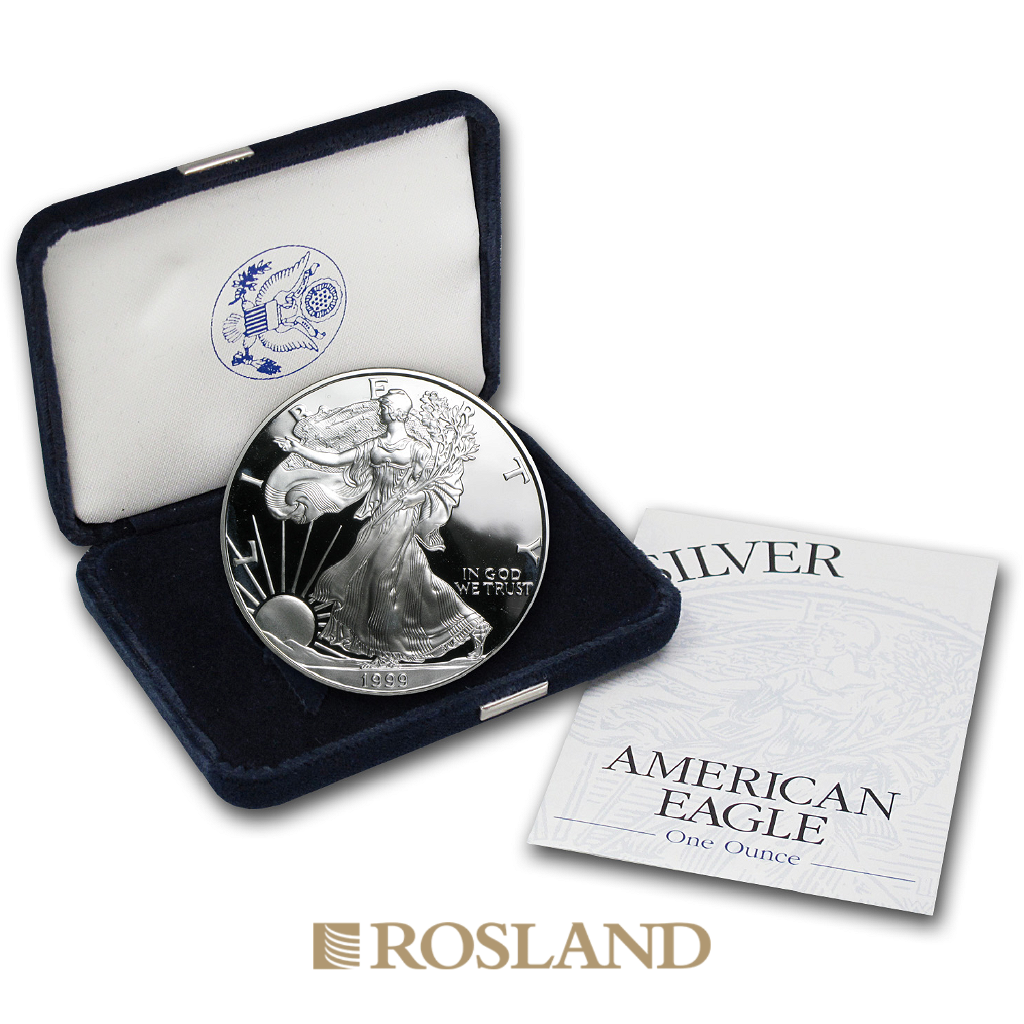 1 Unze Silbermünze American Eagle 1998 (W) PP (Box, Zertifikat)