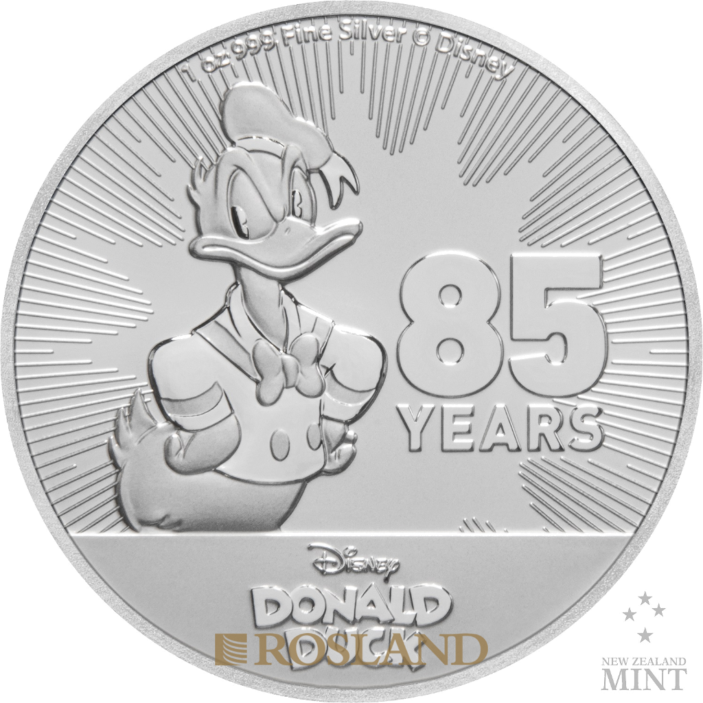 1 Unze Silbermünze Disney® Donald Duck 85 Jahre Jubiläum 2019 (B-Ware)