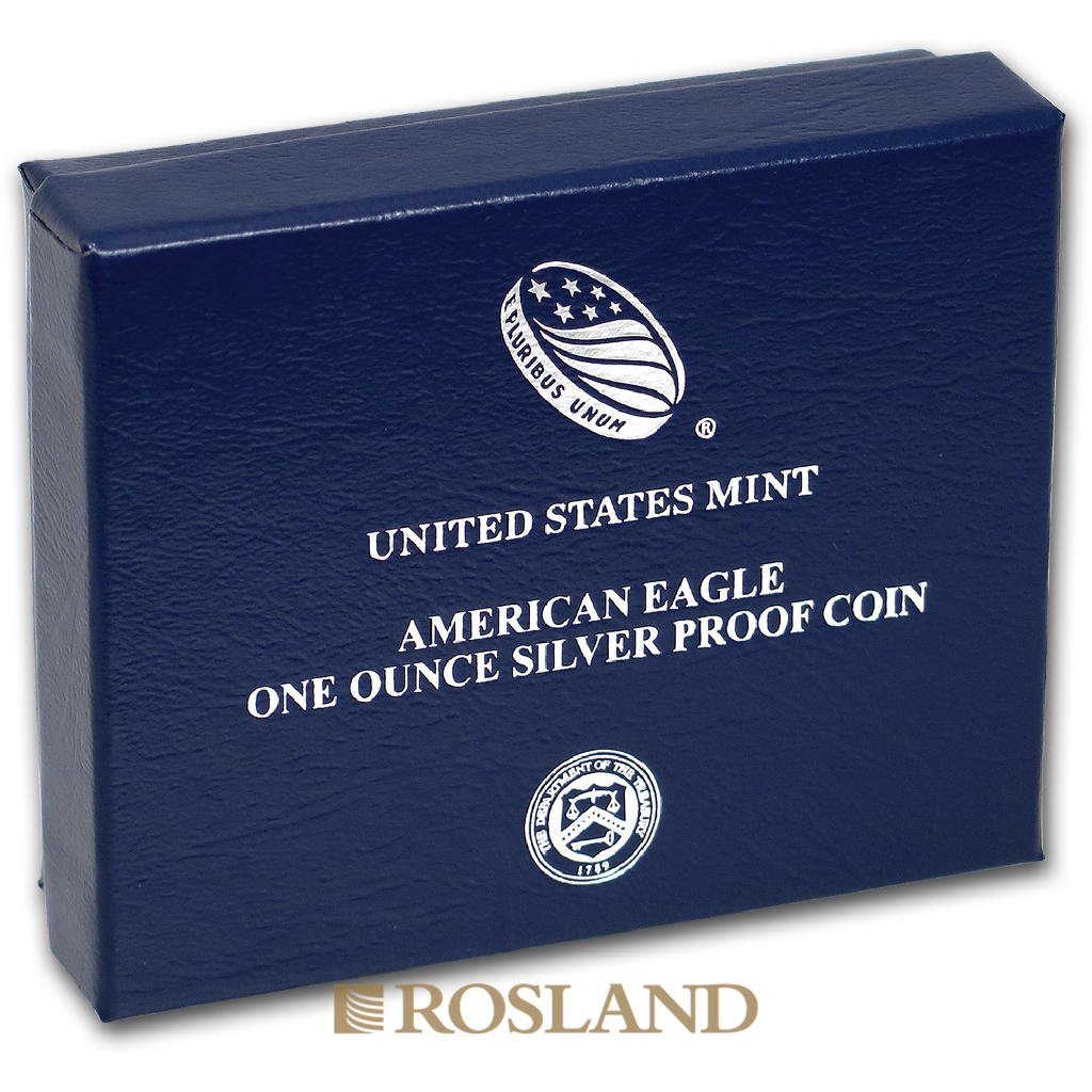 1 Unze Silbermünze American Eagle 1990 (S) PP (Box, Zertifikat)