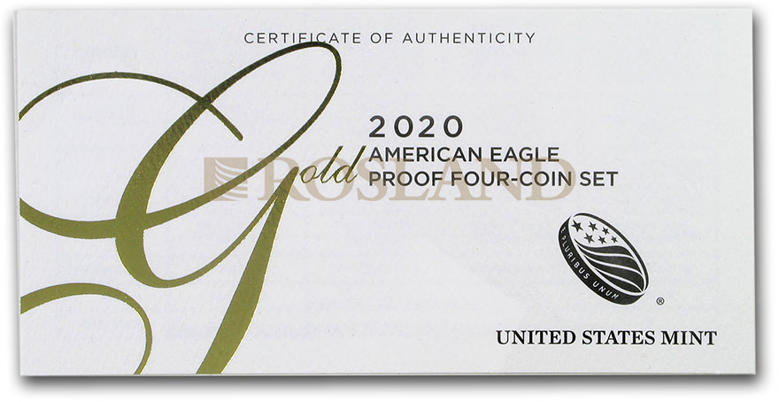 1,85 Unzen - 4 Goldmünzen Set American Eagle 2020 PP (W, Box, Zertifikat)