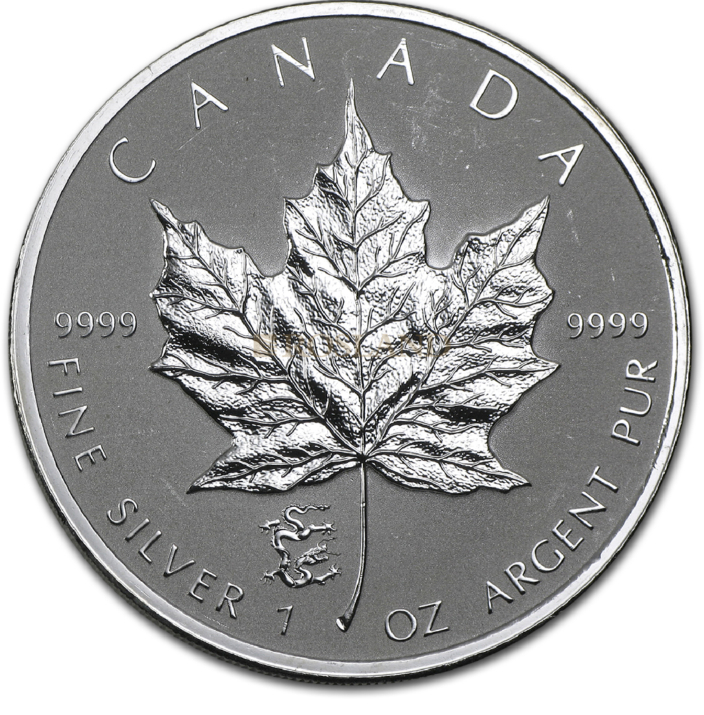 1 Unze Silbermünze Kanada Maple Leaf Lunar Drache 2012