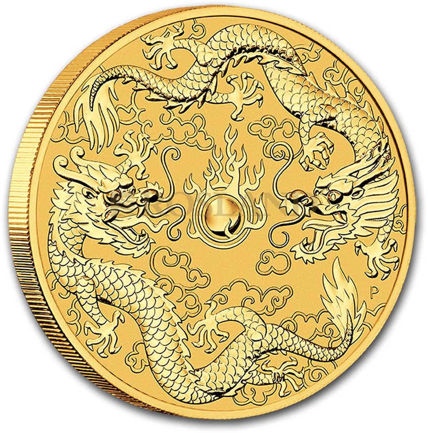 1 Unze Goldmünze Perth Mint Doppeldrachen 2020
