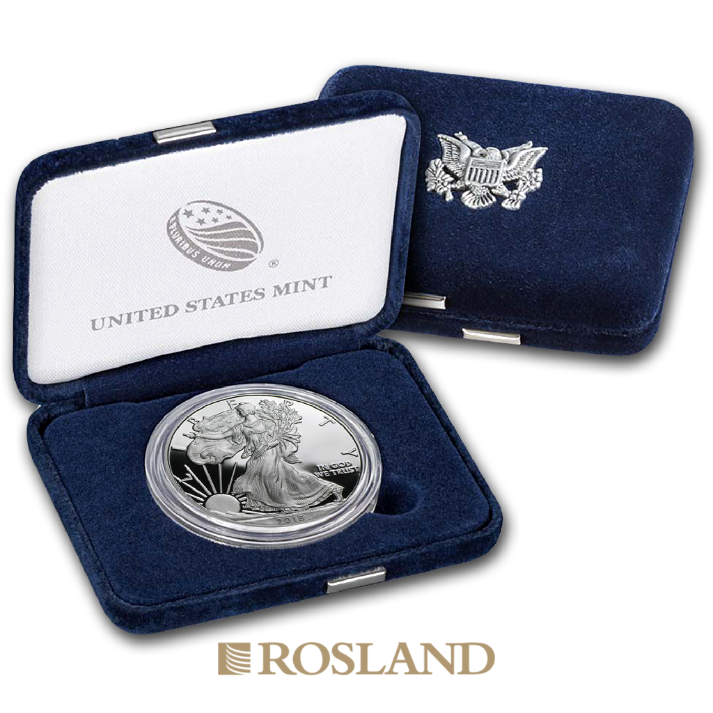 1 Unze Silbermünze American Eagle 2018 (W) PP (Box, Zertifikat)