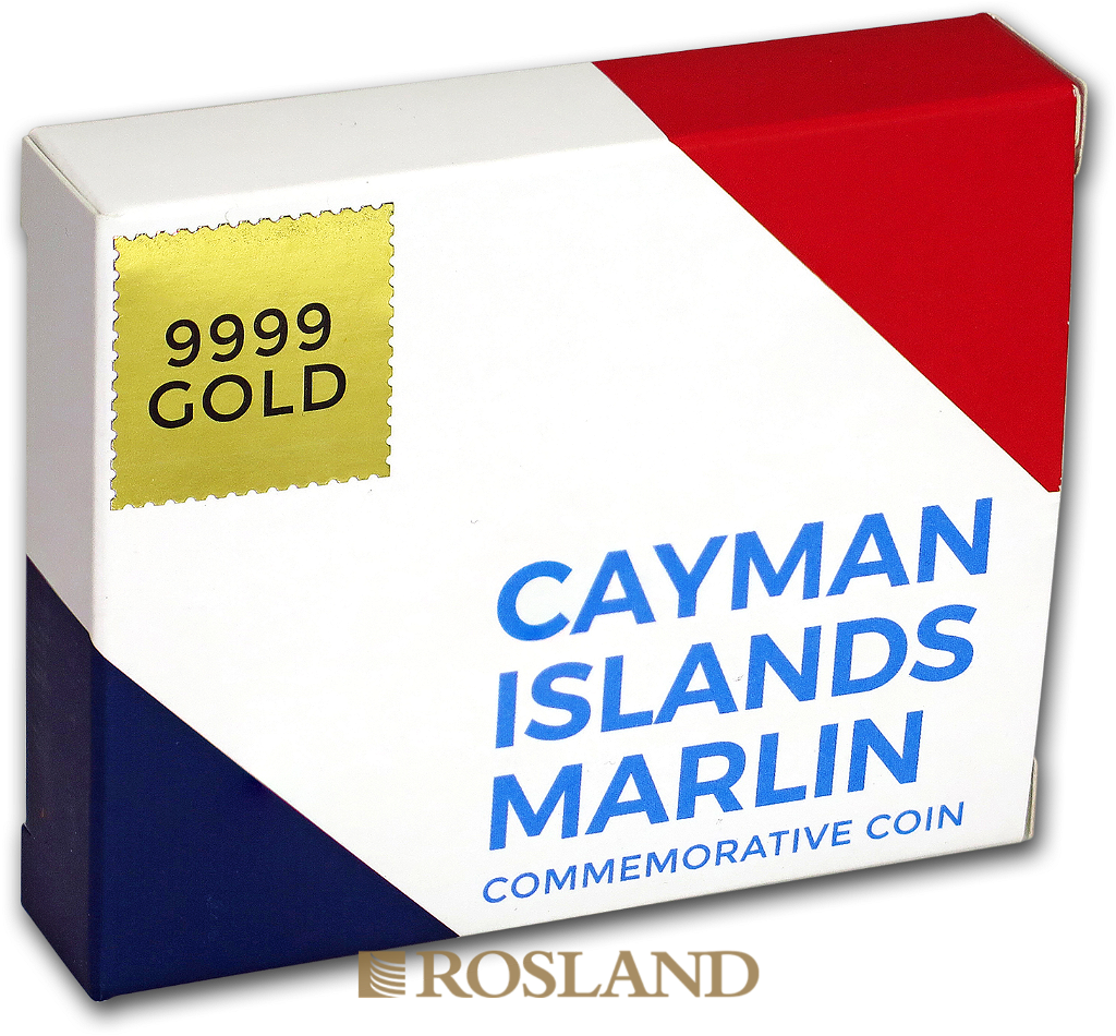 1 Unze Goldmünze Cayman Islands Marlin (Sperrfisch) 2018 PP (Koloriert, Box)