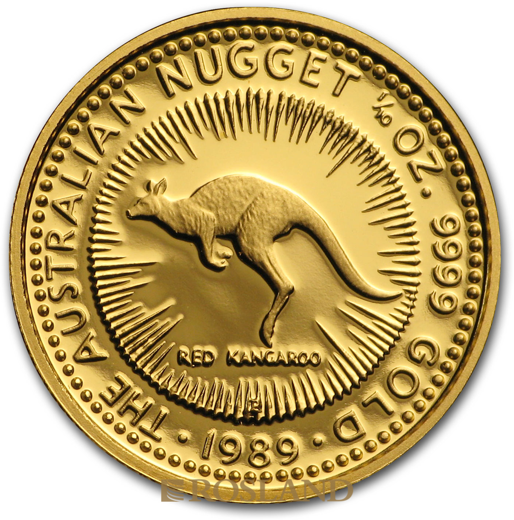 1/10 Unze Goldnugget Australien Känguru 1989 PP