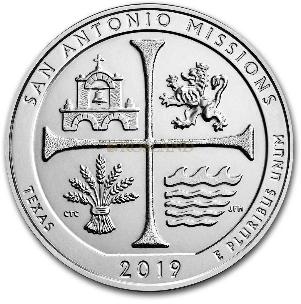 5 Unzen Silbermünze ATB San Antonio Missions National Hirstorical Park 2019 P (Box, Zertifikat)