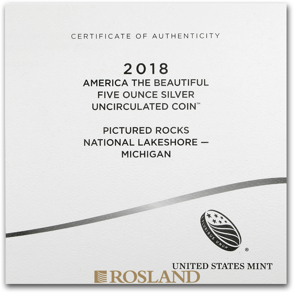 5 Unzen Silbermünze ATB Pictured Rocks National Lakeshore 2018 P (Box, Zertifikat)