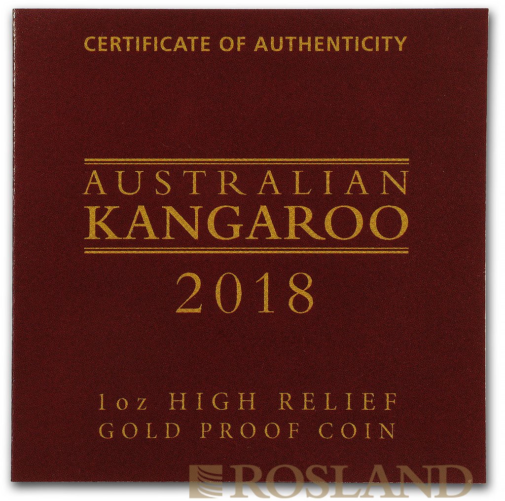 1 Unze Goldmünze Australien Känguru 2018 PP (HR, Box, Zertifikat)