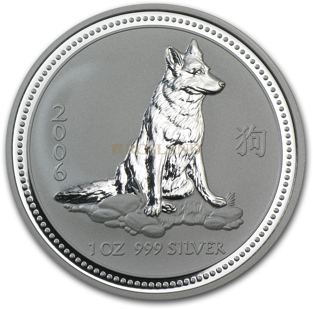 1 Unze Silbermünze Lunar 1 Hund 2006