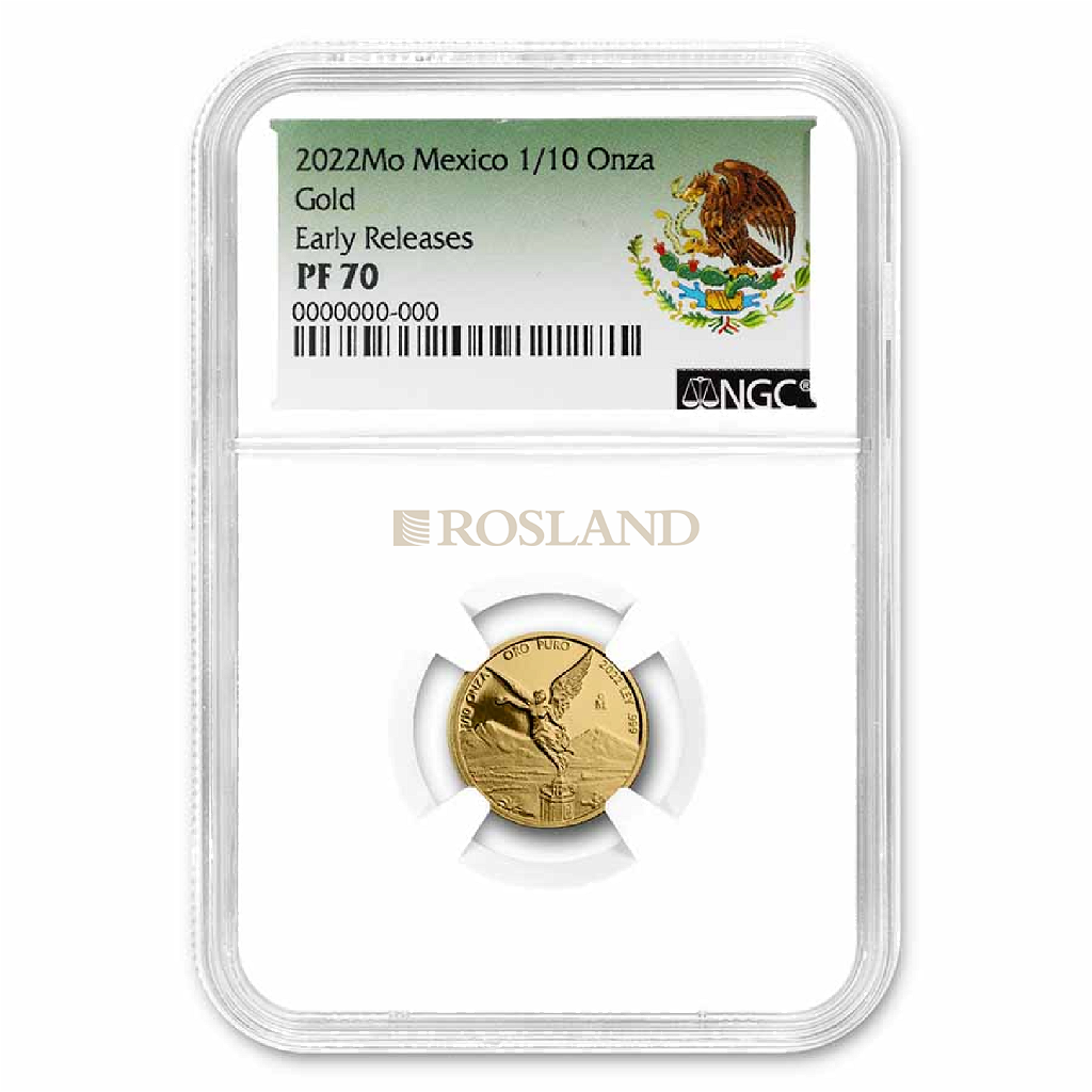 1/10 Unze Goldmünze Mexican Libertad 2022 PP PCGS NGC PF-70 Early Release