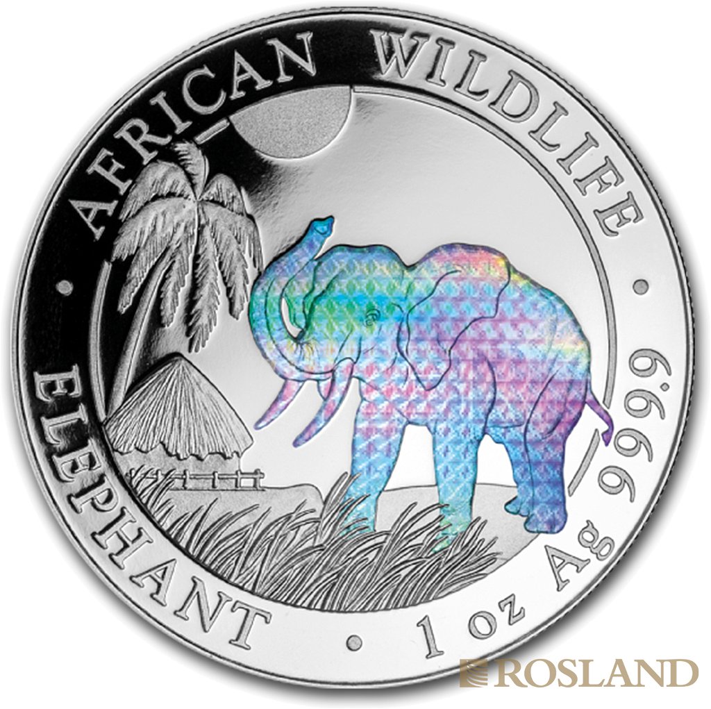 1 Unze Silbermünze Somalia Elefant 2017 Hologramm