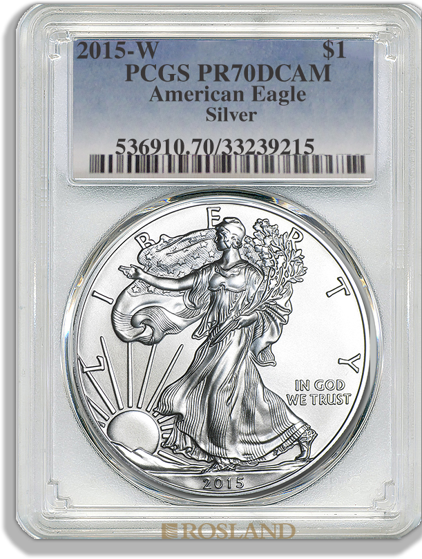 1 Unze Silbermünze American Eagle 2015 (W) PP PCGS PR-70 DCAM