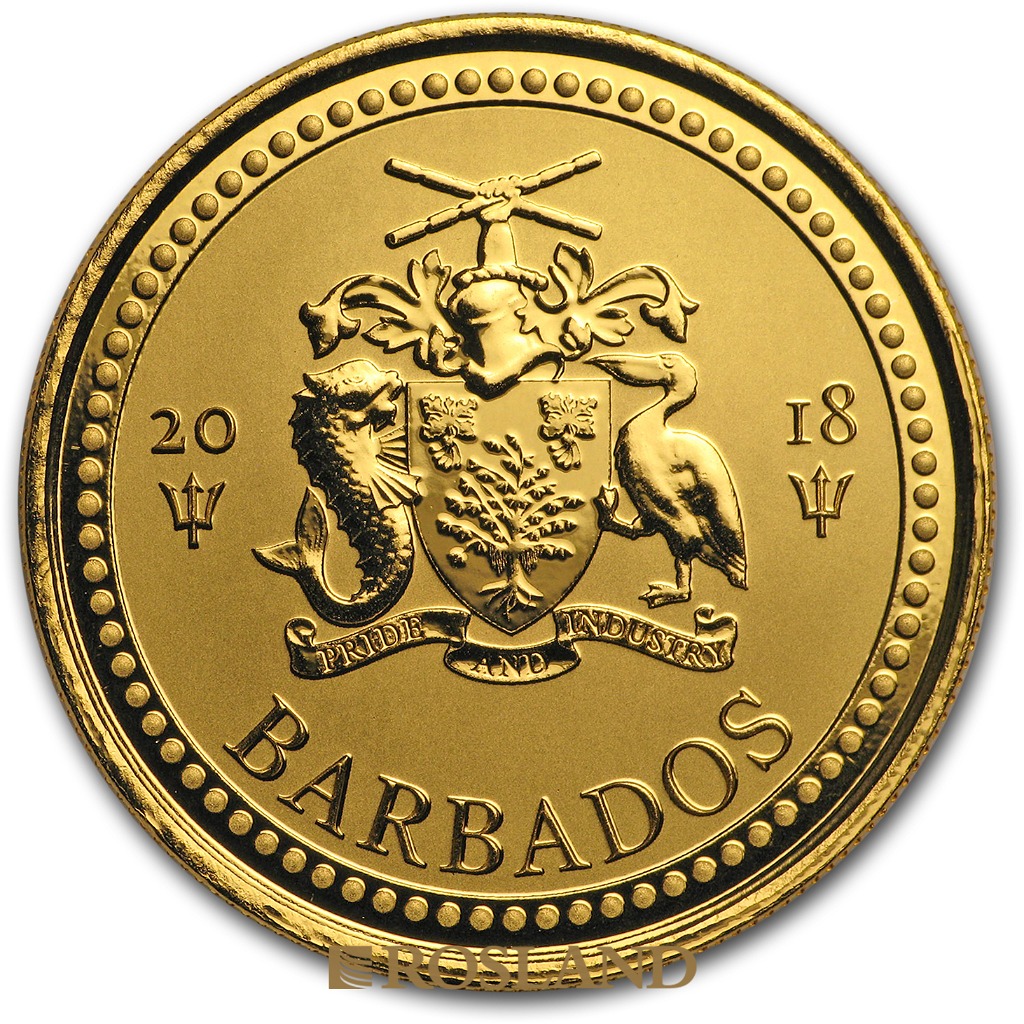 1 Unze Goldmünze Barbados Dreizack 2018