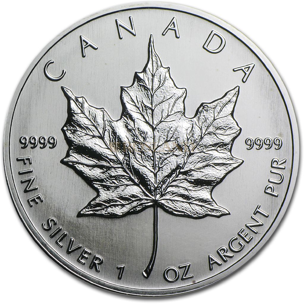 1 Unze Silbermünze Kanada Maple Leaf 1991