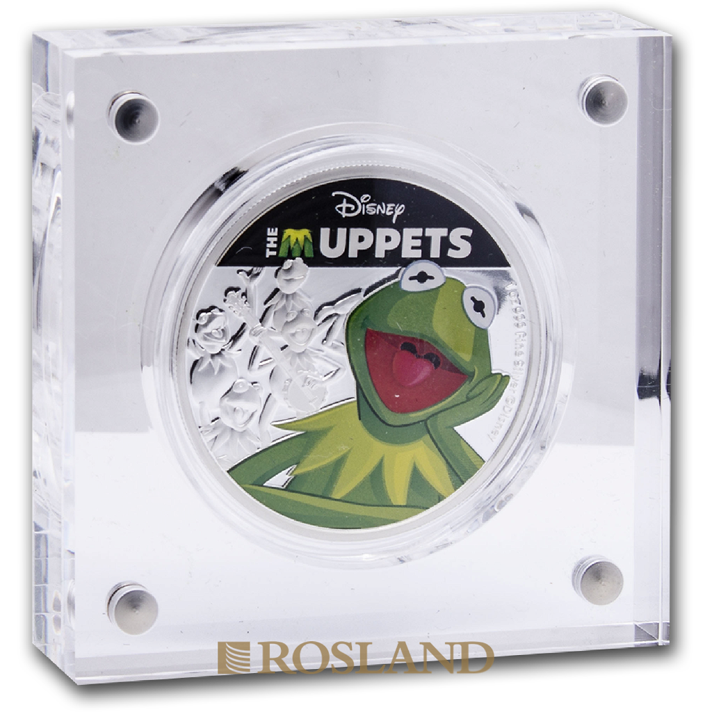 1 Unze Silbermünze Disney® Muppets Kermit 2019 PP (Koloriert, Box, Zertifikat)