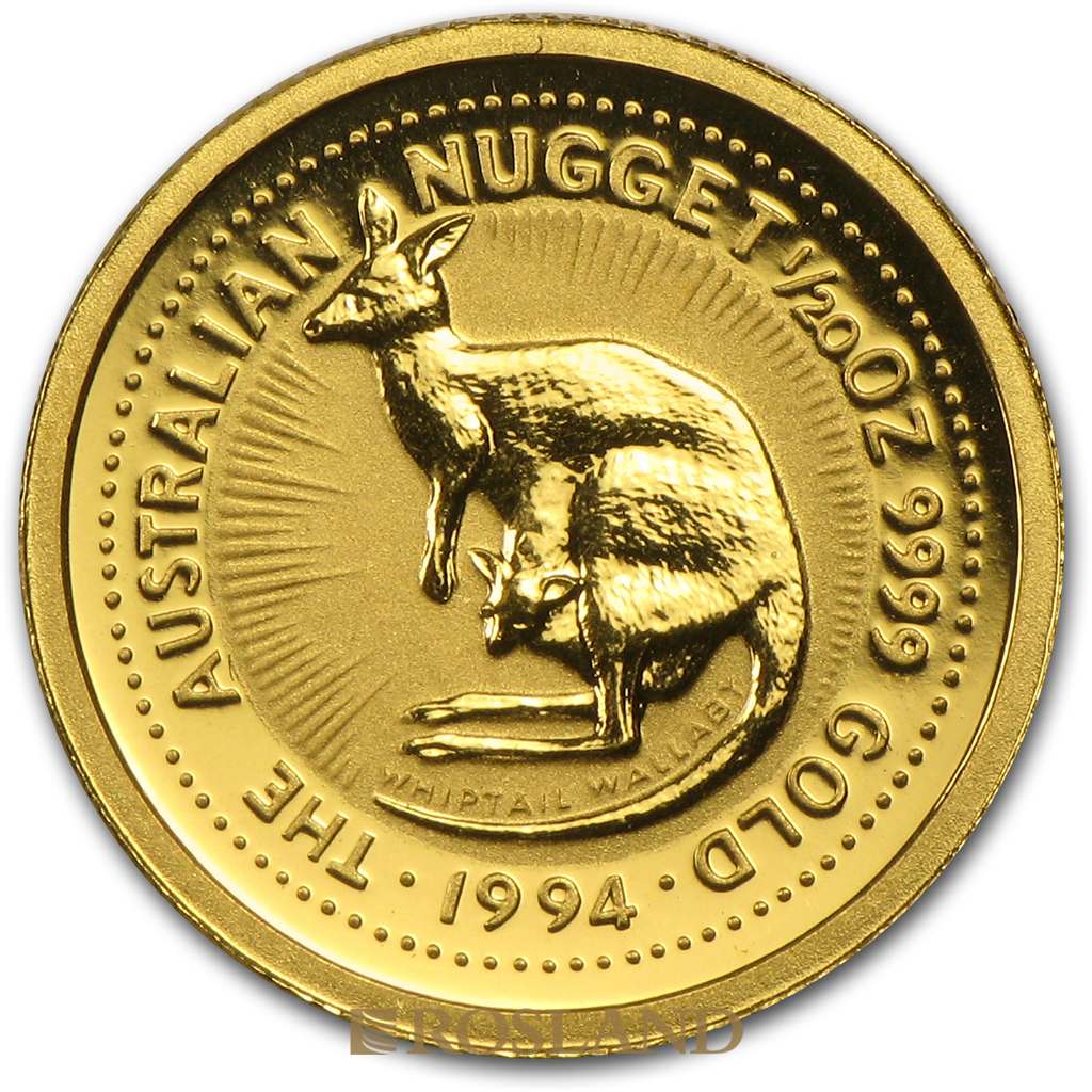 1/20 Unze Goldnugget Australien Känguru 1994