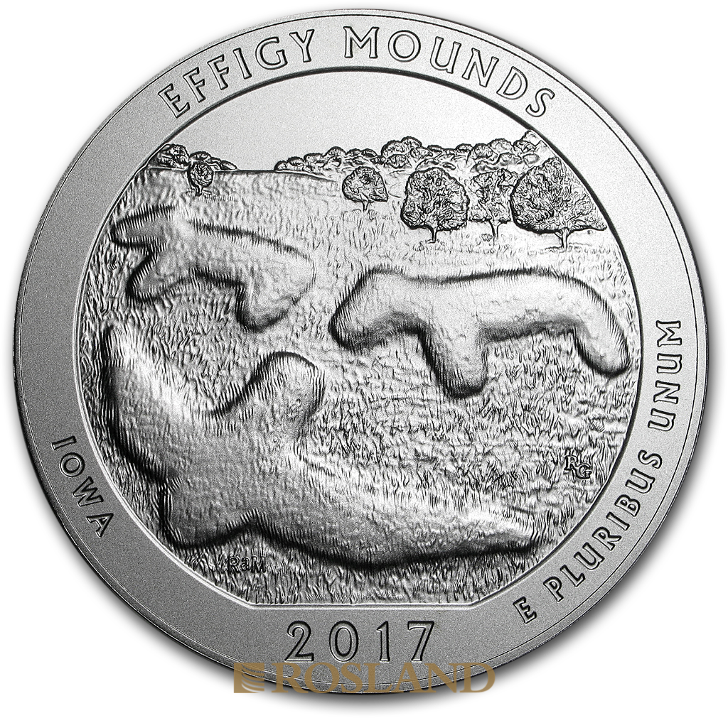 5 Unzen Silbermünze ATB Effigy Mounds National Monument 2017 P (Box, Zertifikat)