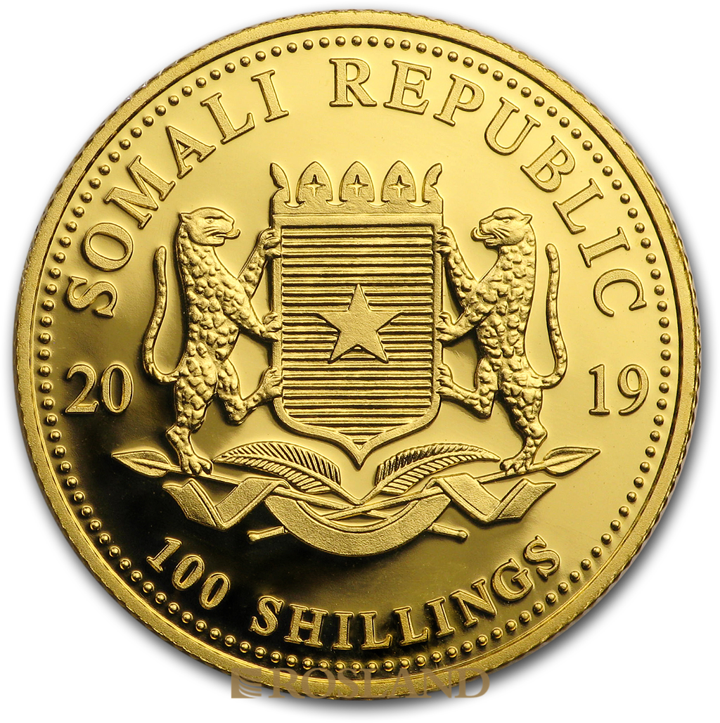 1,85 Unzen 4 Goldmünzen Somalia Elefant 2019 Set PP (Box, Zertifikat)