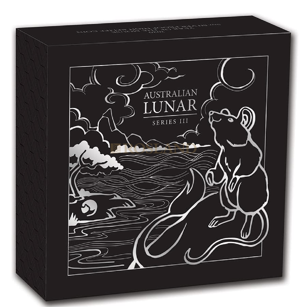 5 Unzen Silbermünze Lunar 3 Maus 2020 PP (HR, Box, Zertifikat)