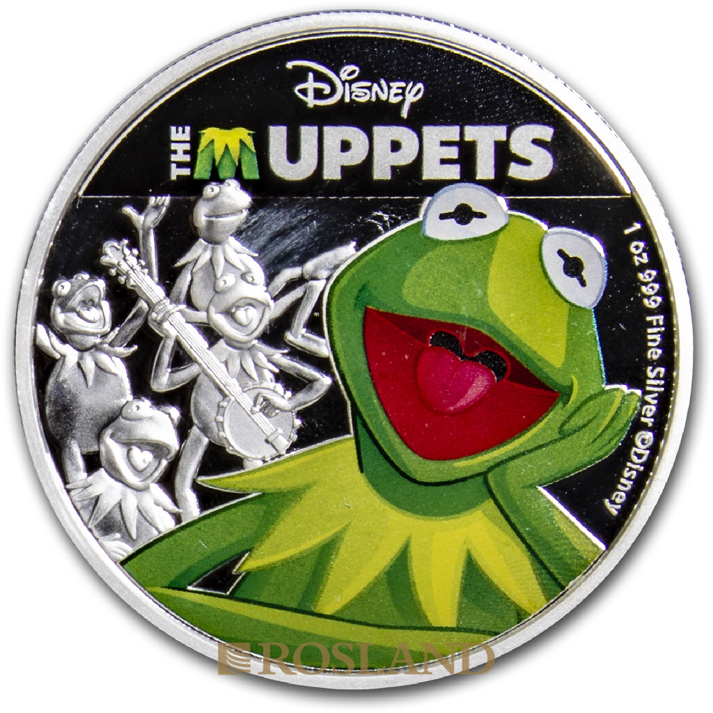 1 Unze Silbermünze Disney® Muppets Kermit 2019 PP (Koloriert, Box, Zertifikat)